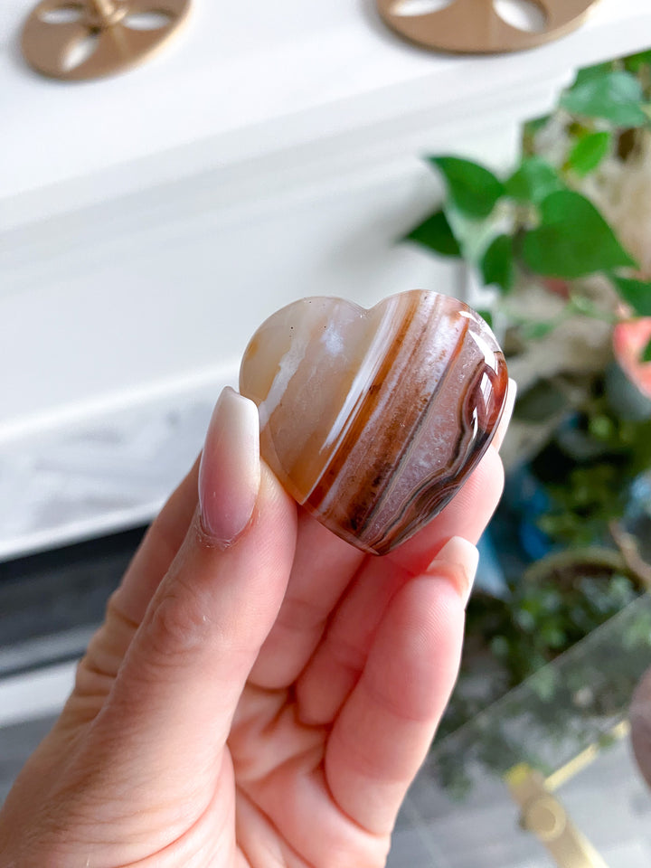 Banded Small Puffy Carnelian Heart
