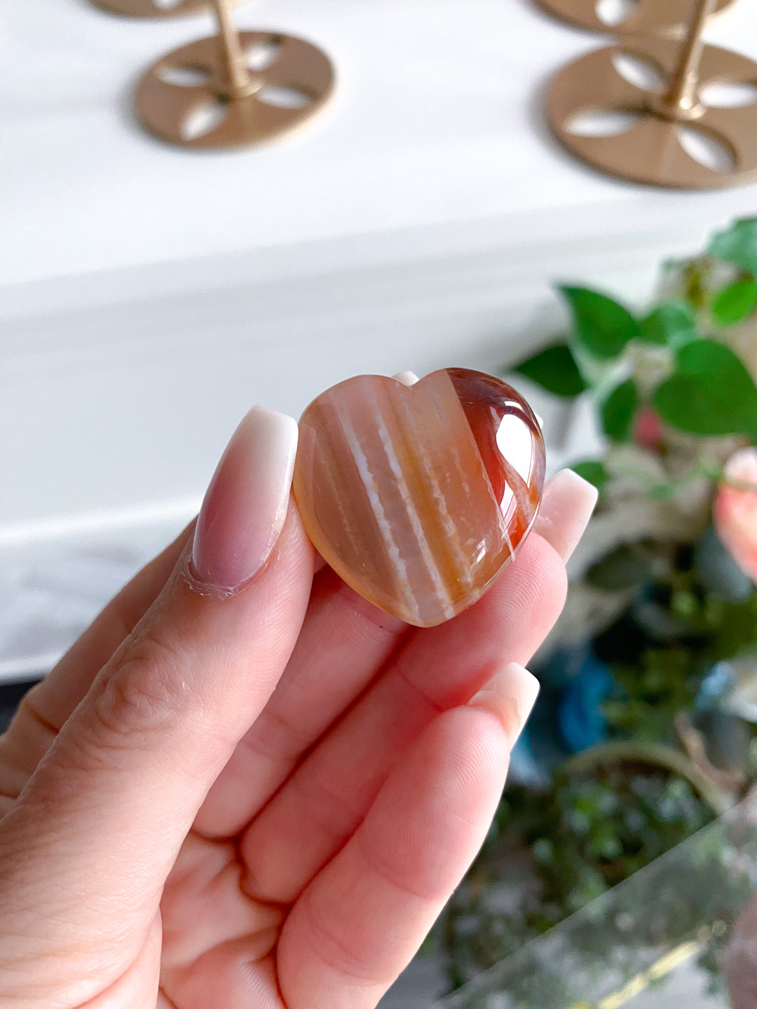 Banded Small Puffy Carnelian Heart