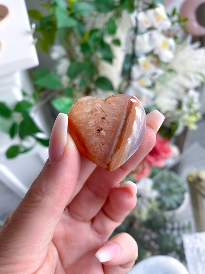Banded Small Puffy Carnelian Heart