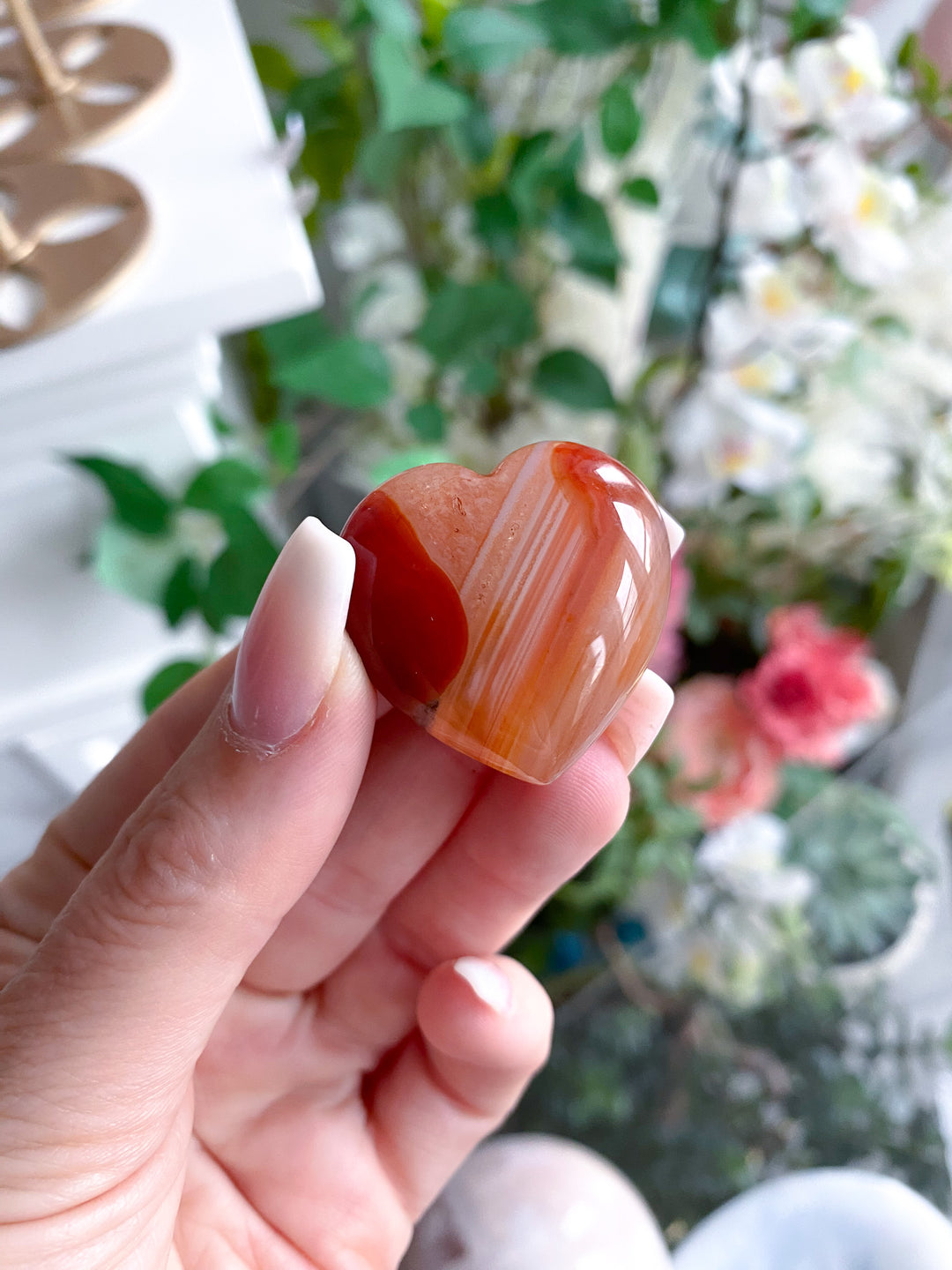 Banded Small Puffy Carnelian Heart