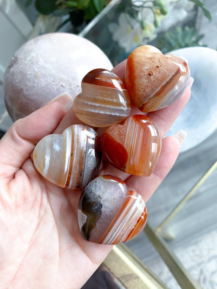 Banded Small Puffy Carnelian Heart