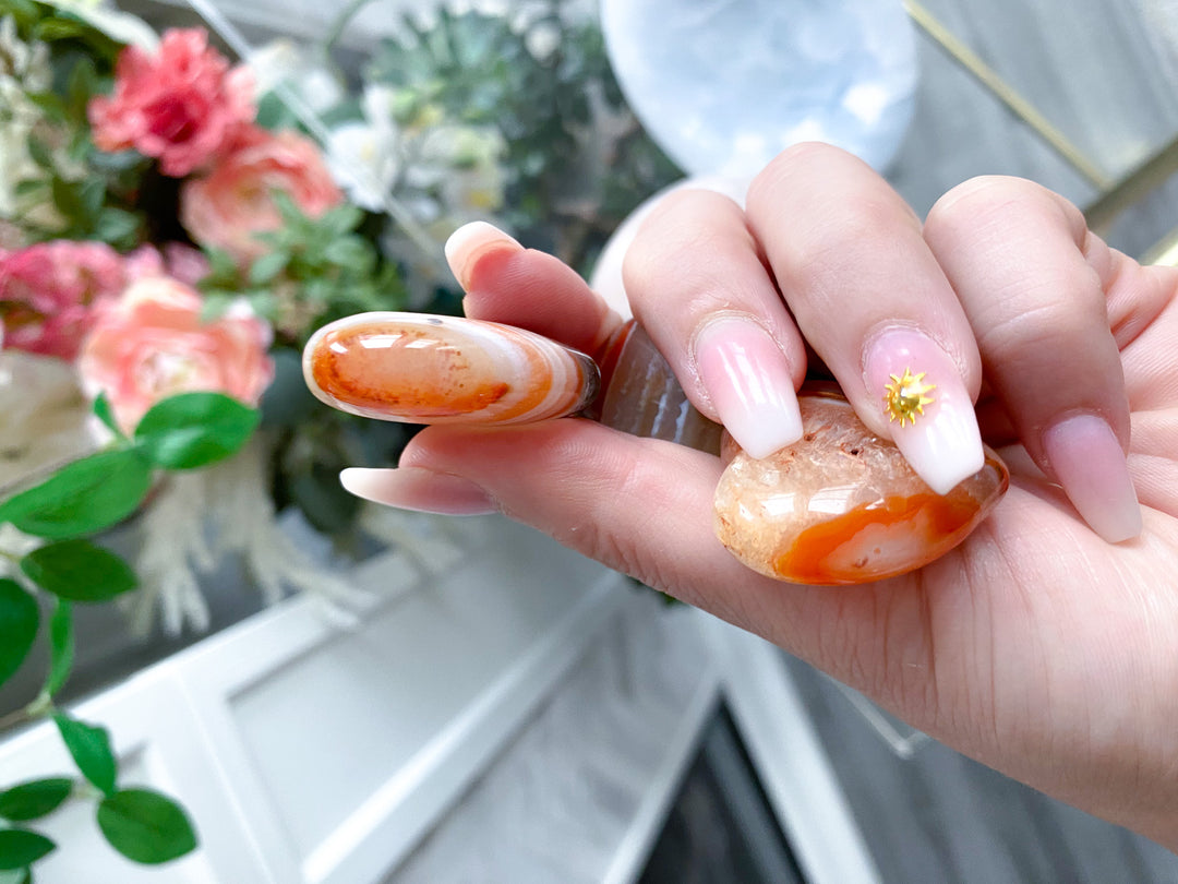 Banded Small Puffy Carnelian Heart