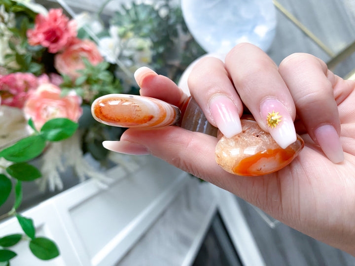 Banded Small Puffy Carnelian Heart