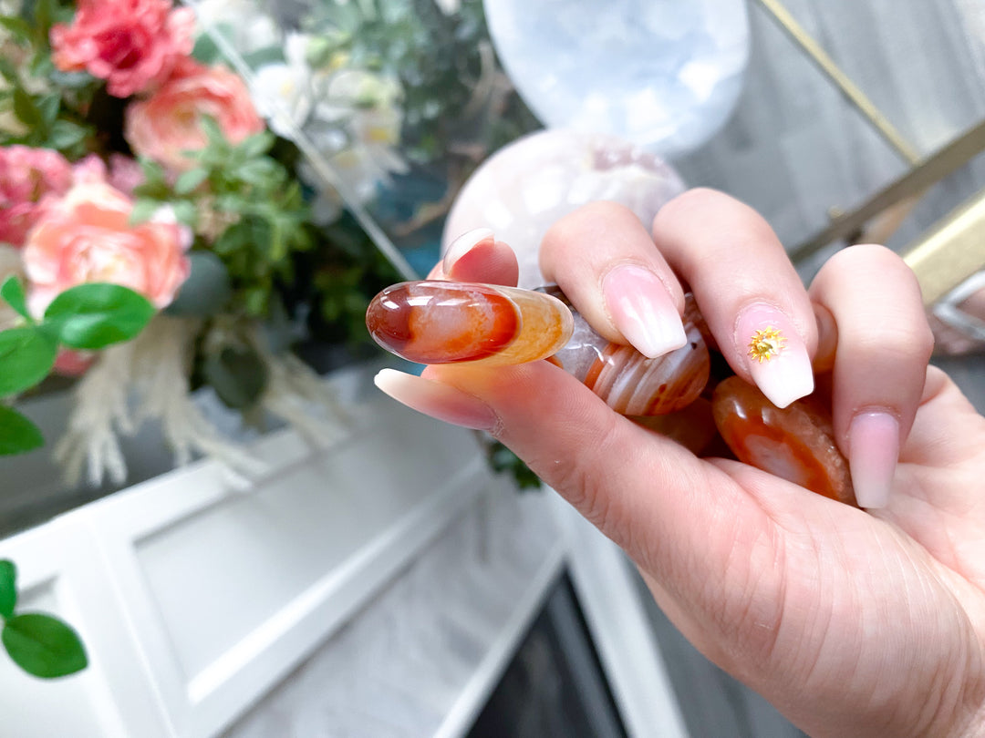 Banded Small Puffy Carnelian Heart