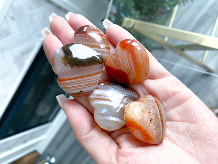 Banded Small Puffy Carnelian Heart
