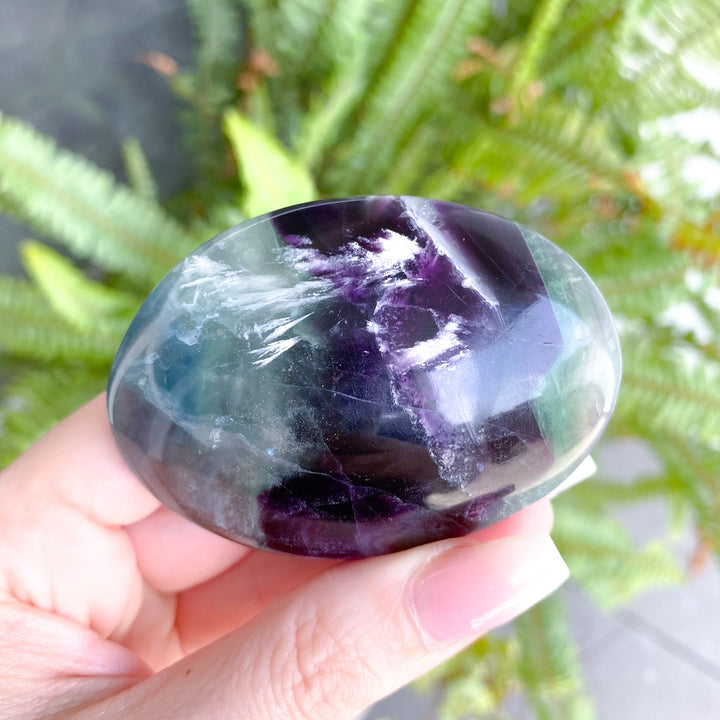 Chevron Green Purple Rainbow Fluorite Palm #4