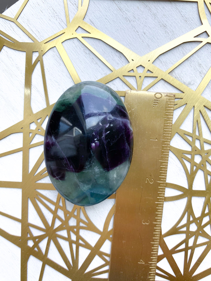 Chevron Green Purple Rainbow Fluorite Palm #4