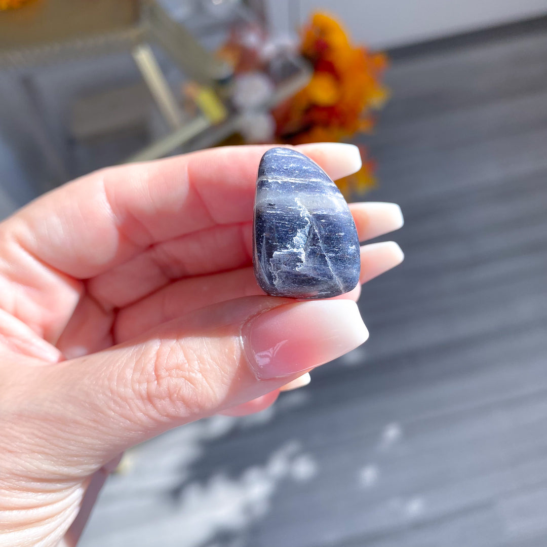 Iolite Tumble with Quartz Streak 