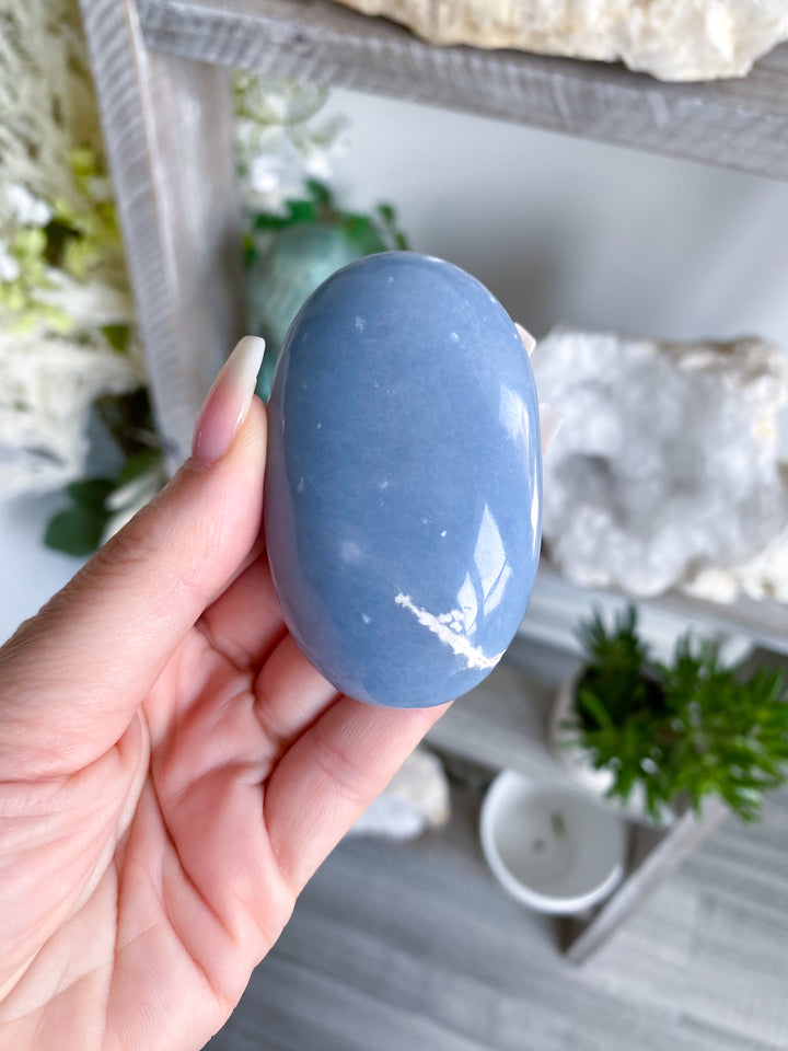 Angelite Palm Stone