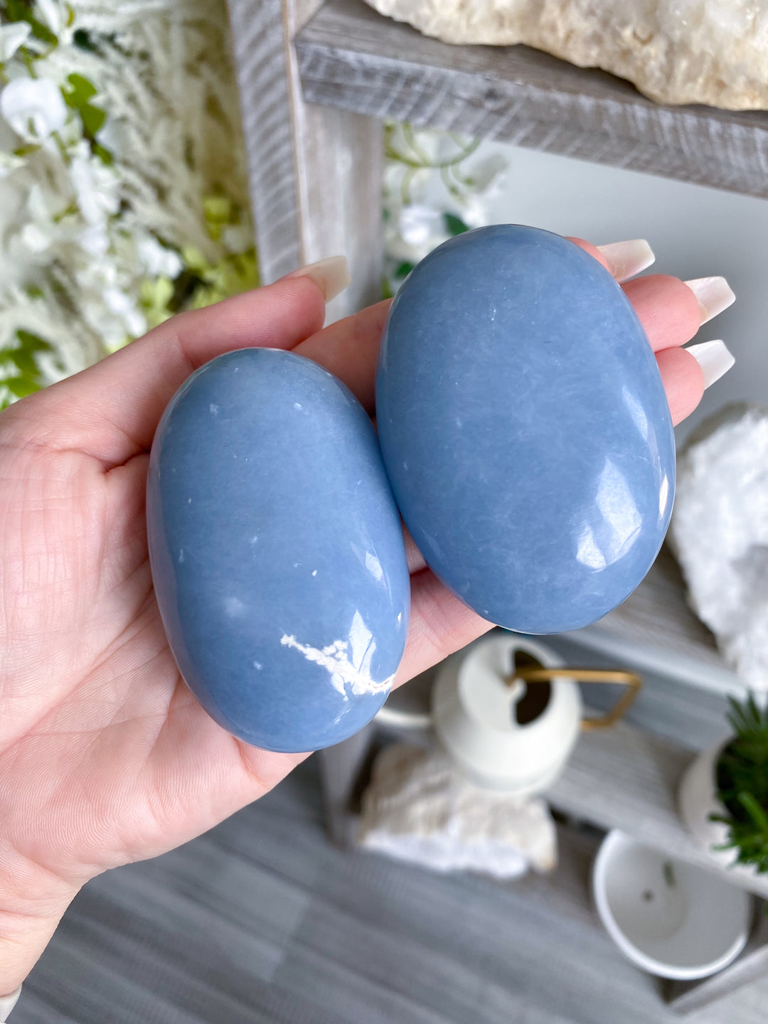Angelite Palm Stone