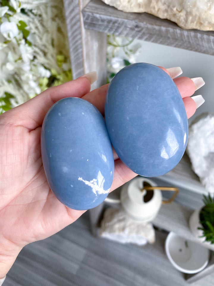 Angelite Palm Stone