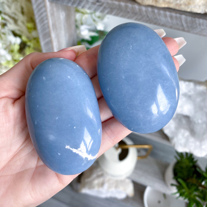 Angelite Palm Stone