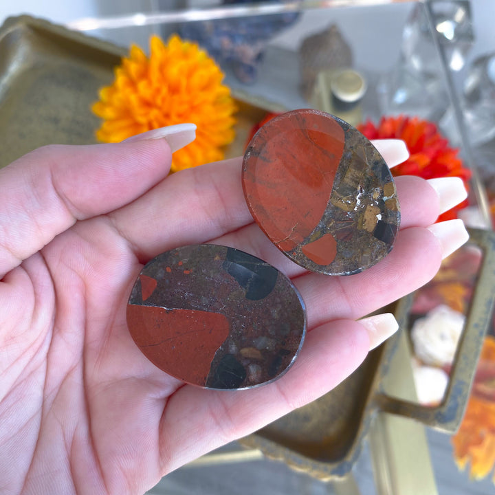 Red Conglomerate Jasper Worry Stone
