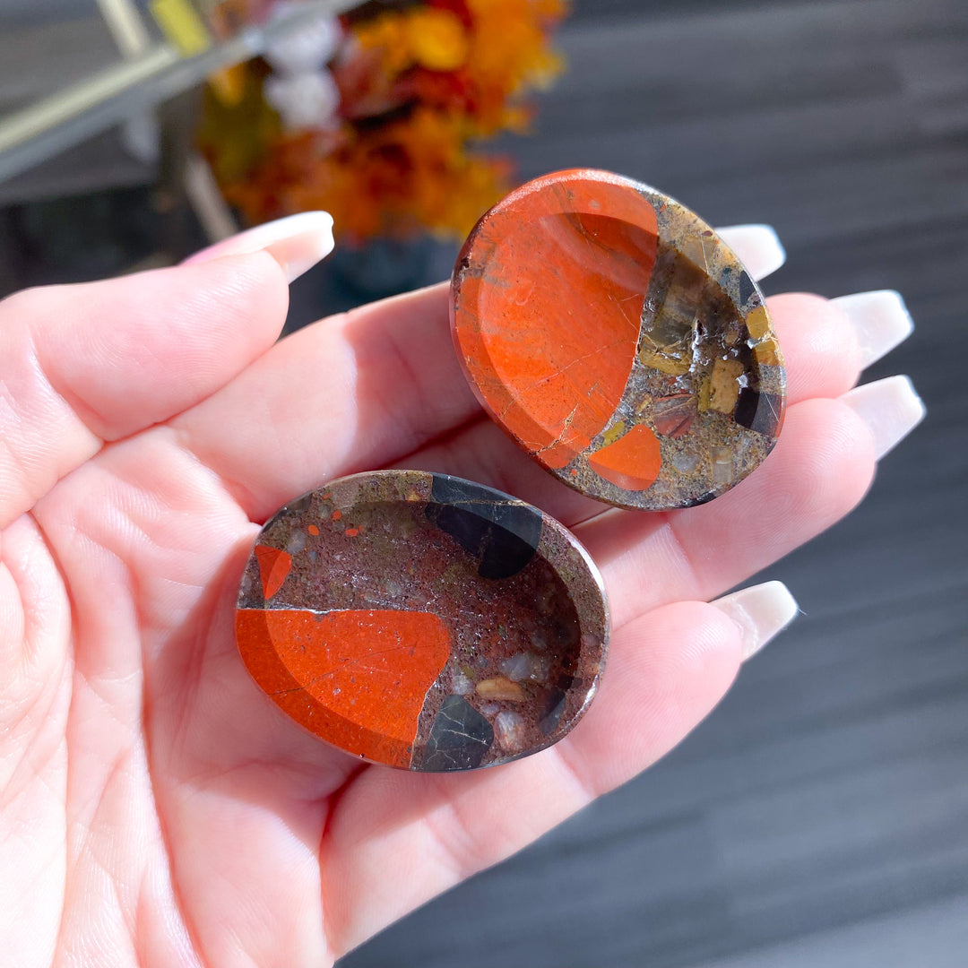 Red Conglomerate Jasper Worry Stone