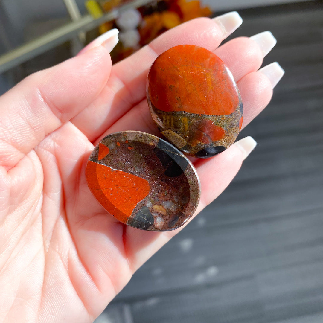 Red Conglomerate Jasper Worry Stone