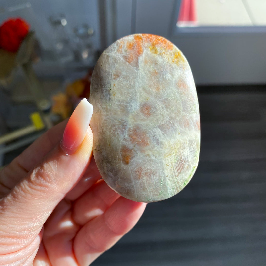 Sunstone and Moonstone Palm Stone 