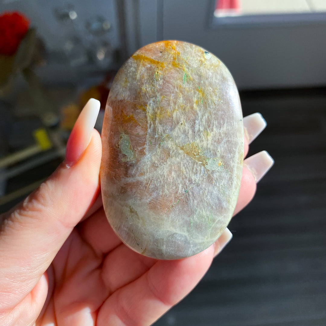 Sunstone and Moonstone Palm Stone 
