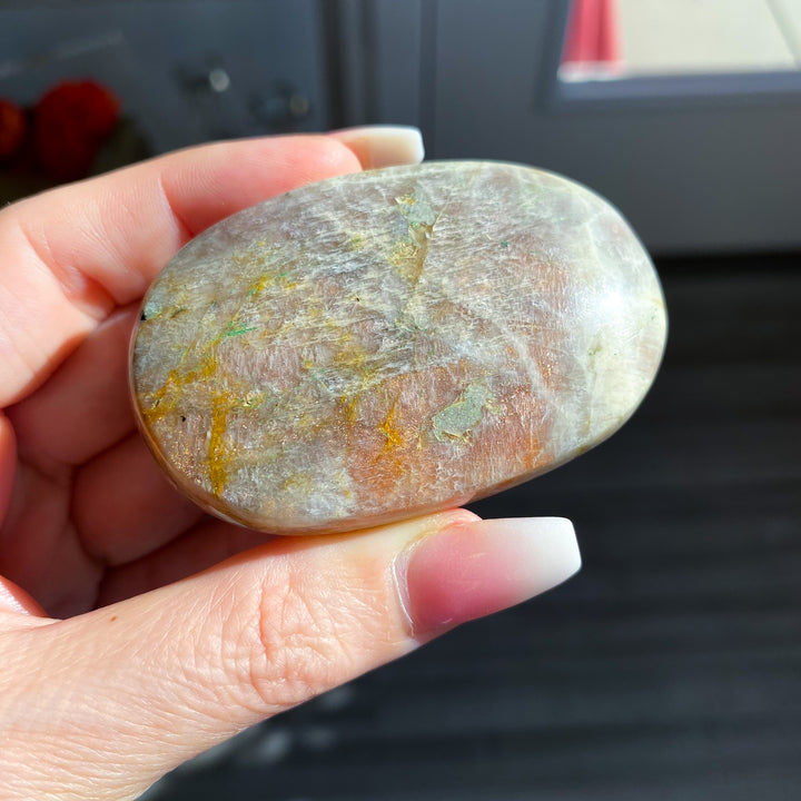 Sunstone and Moonstone Palm Stone 