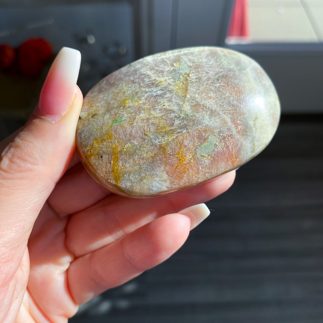 Sunstone and Moonstone Palm Stone 