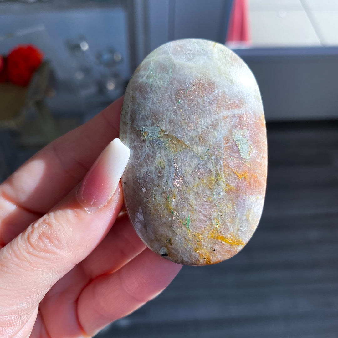 Sunstone and Moonstone Palm Stone 
