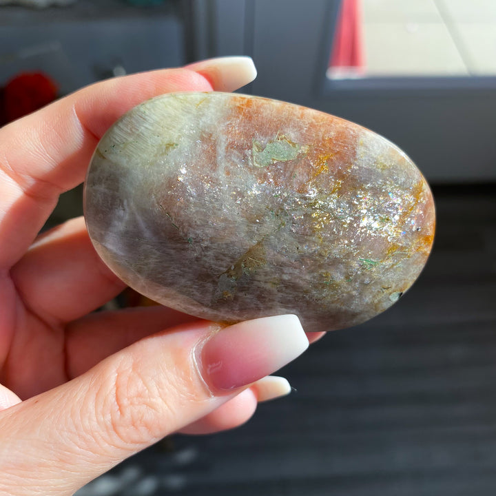 Sunstone and Moonstone Palm Stone 