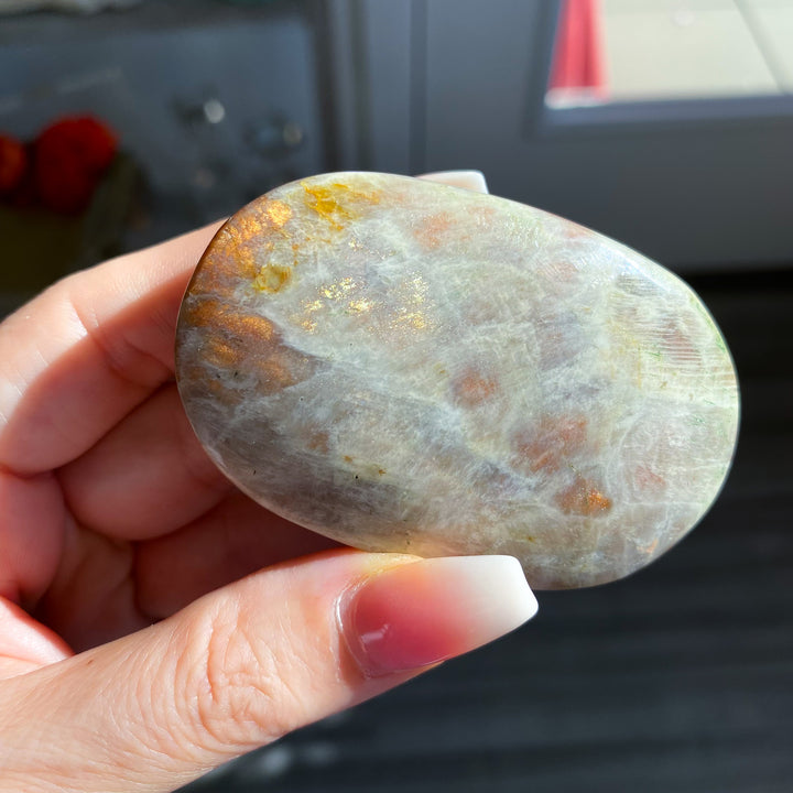 Sunstone and Moonstone Palm Stone 