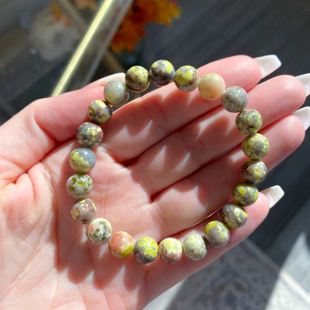 Plum Blossom Jade 8mm Bracelet