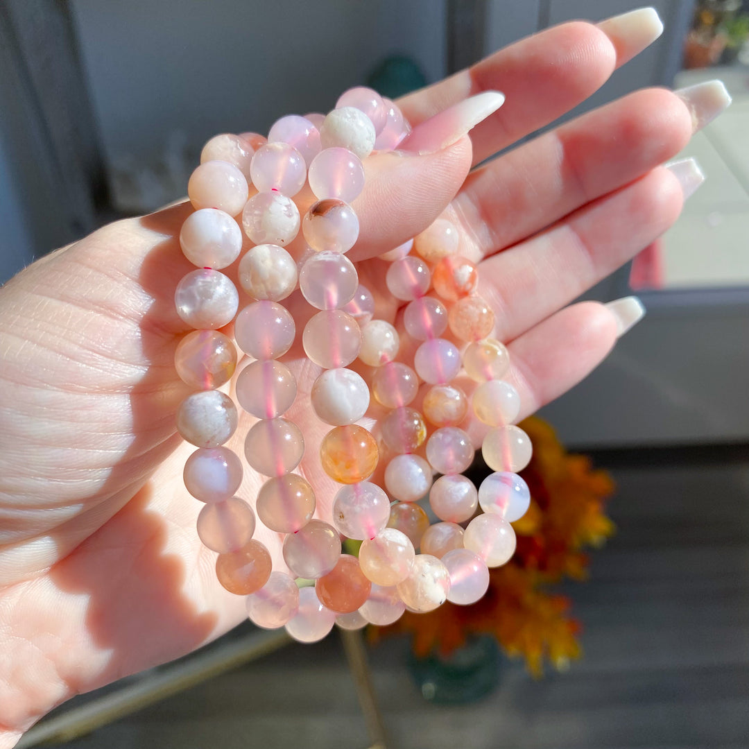 Flower Agate 8mm Bracelet