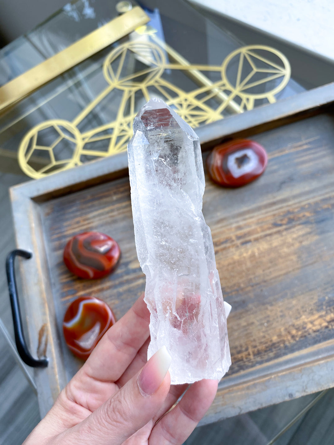 Lemurian Star Seed Quartz Wand #2 - 5", 176 grams
