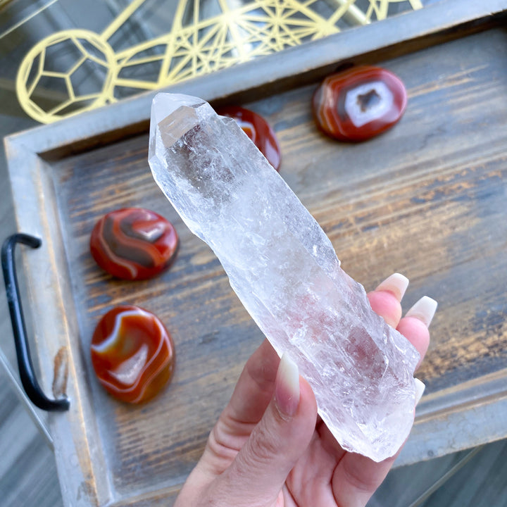Lemurian Star Seed Quartz Wand #2 - 5", 176 grams