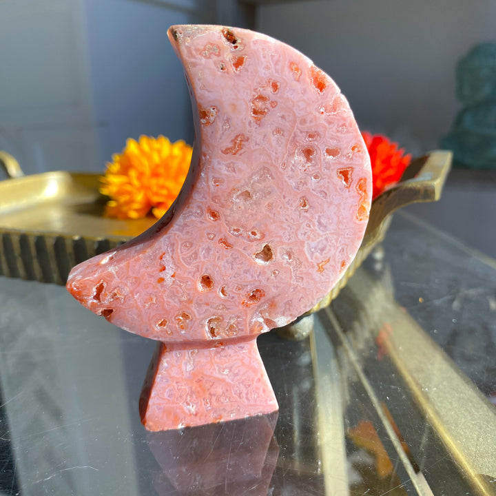 Pink Carnelian Standing Moon 