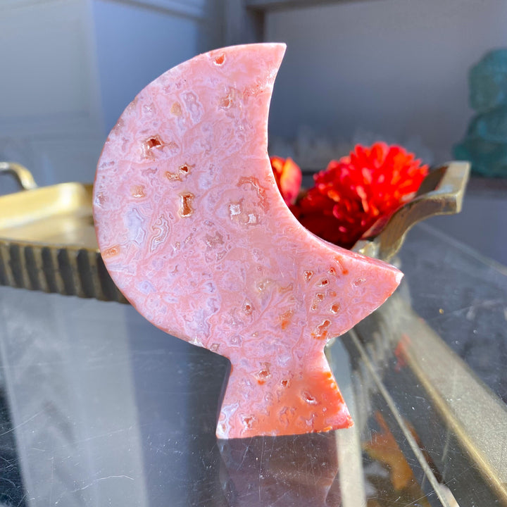 Pink Carnelian Standing Moon 