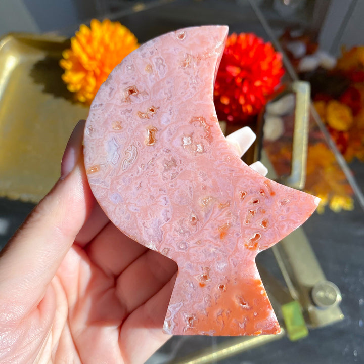 Pink Carnelian Standing Moon 