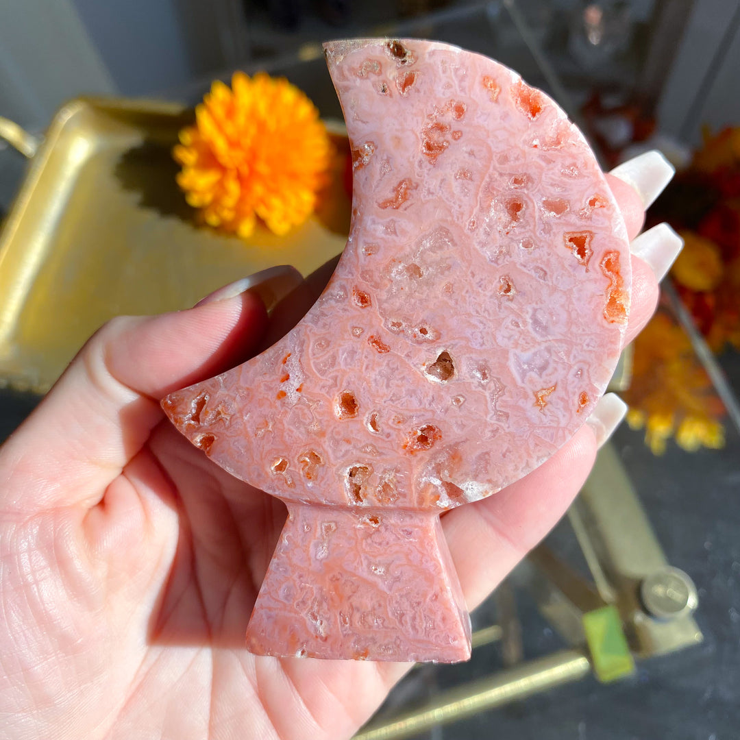 Pink Carnelian Standing Moon 