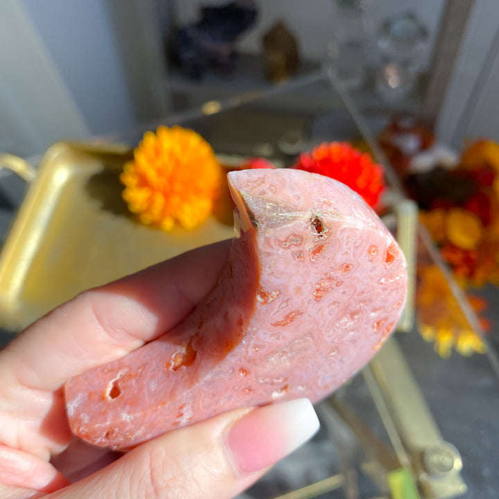 Pink Carnelian Standing Moon 