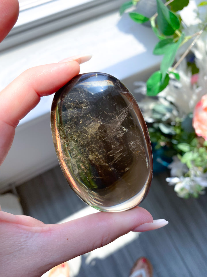 Phantom Smokey Citrine Palm with Rainbows 