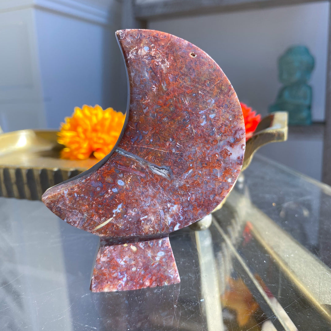 Red Moss Agate Standing Moon 