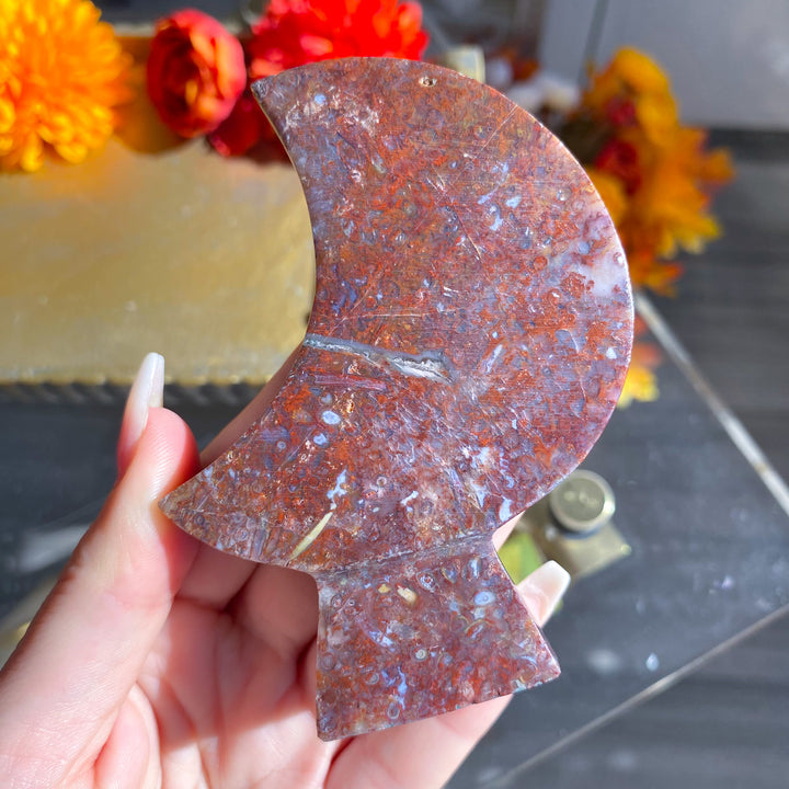 Red Moss Agate Standing Moon 