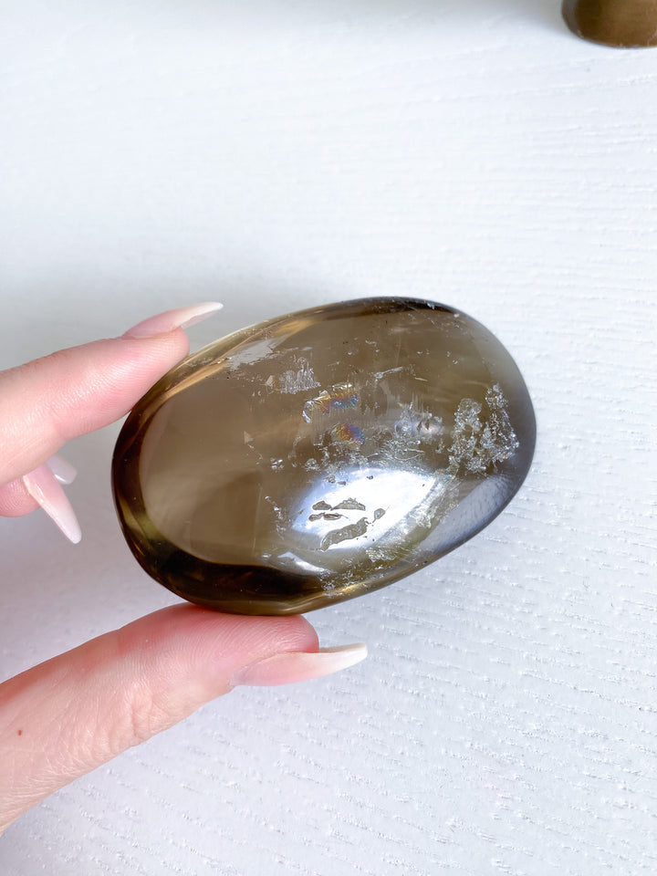 Phantom Smokey Citrine Palm with Rainbows 