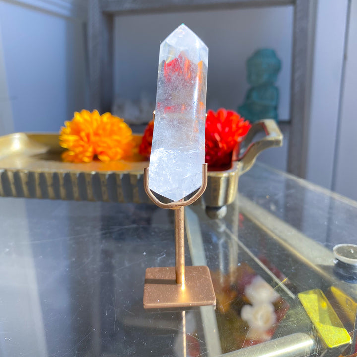 Clear Quartz Moon on Stand 