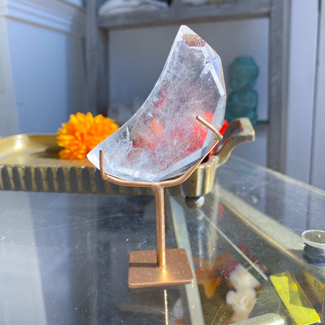 Clear Quartz Moon on Stand 