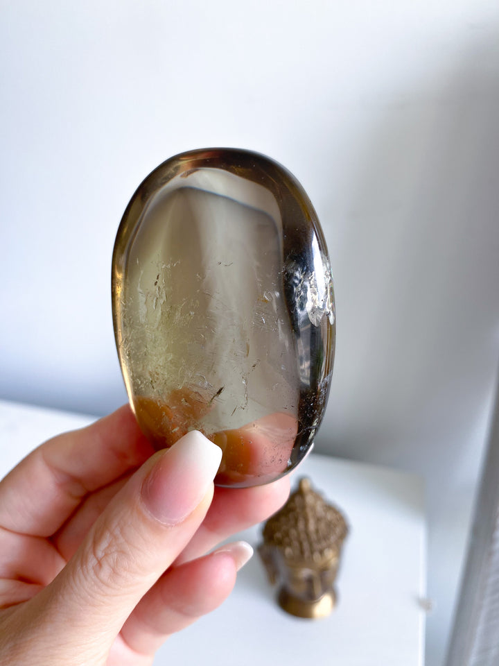 Phantom Smokey Citrine Palm with Rainbows 