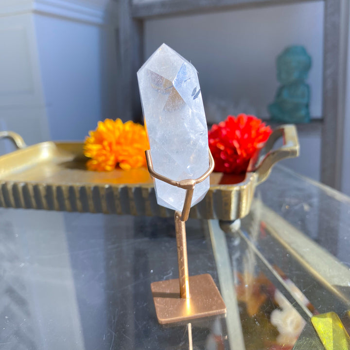 Clear Quartz Moon on Stand 