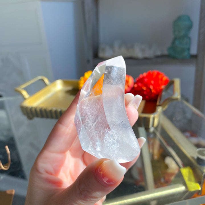 Clear Quartz Moon on Stand 