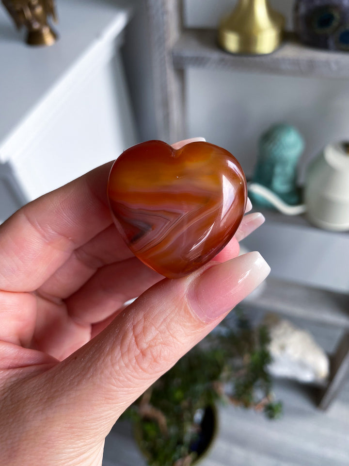 Banded Small Puffy Carnelian Heart 