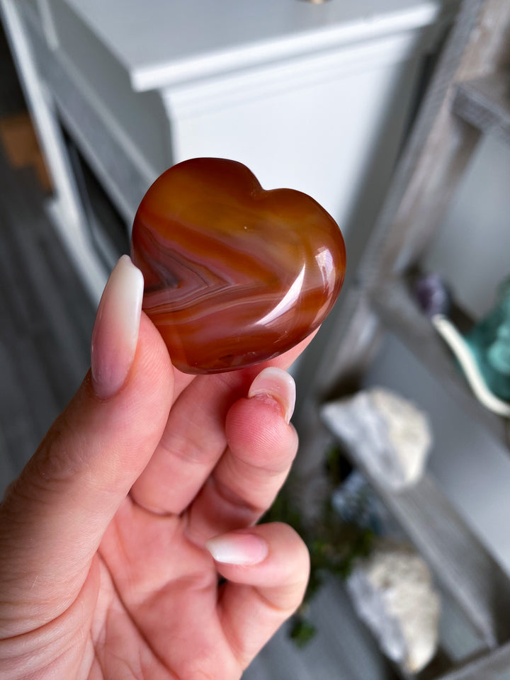 Banded Small Puffy Carnelian Heart 