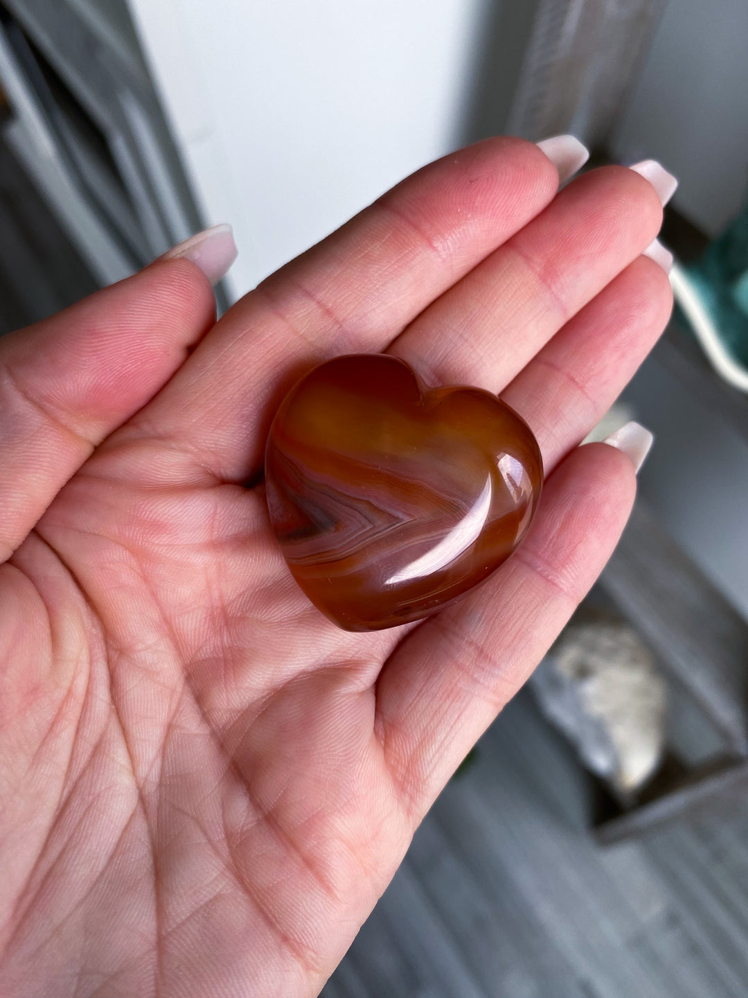 Banded Small Puffy Carnelian Heart 