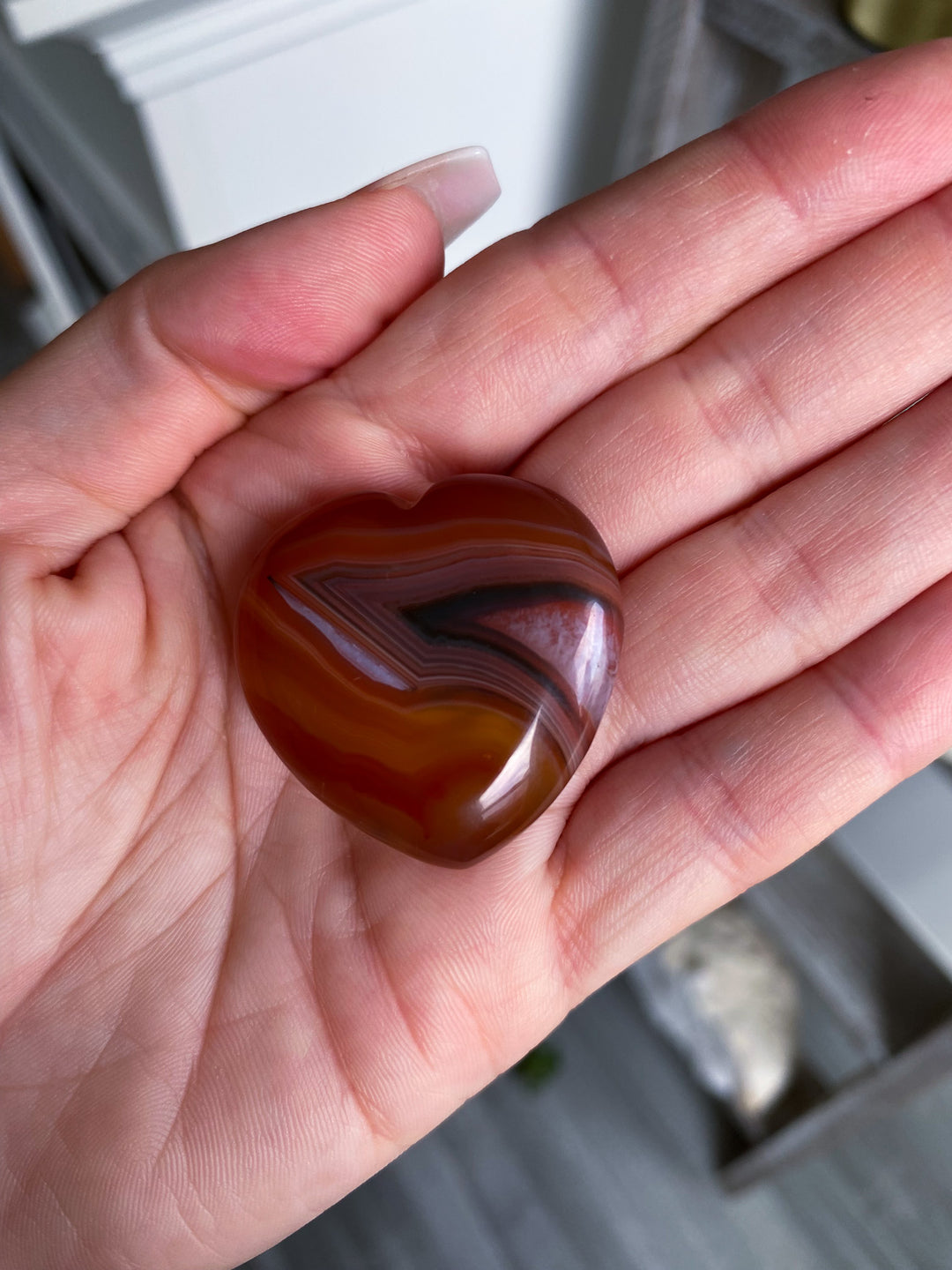 Banded Small Puffy Carnelian Heart 