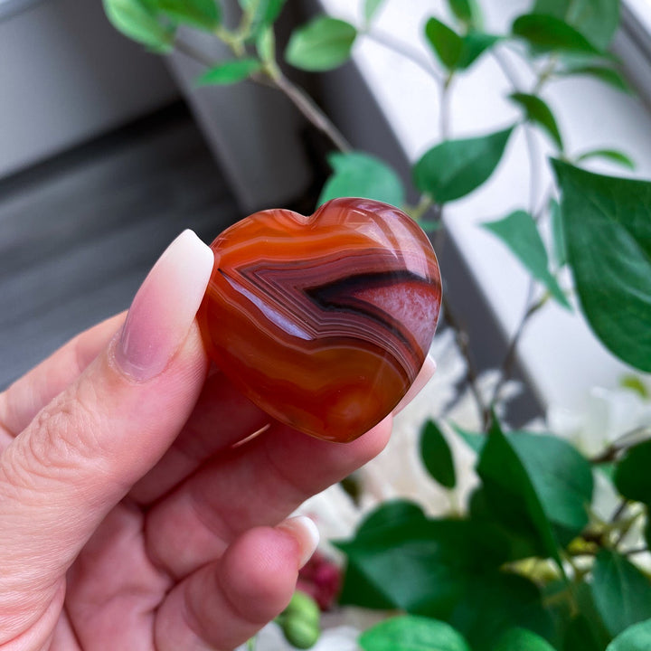 Banded Small Puffy Carnelian Heart 