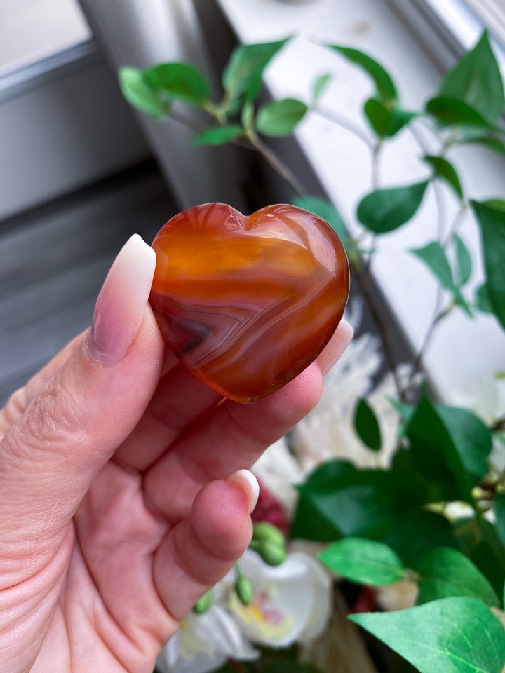 Banded Small Puffy Carnelian Heart 
